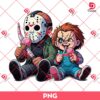 Jason Voorhees And Chucky Eating Ice Cream PNG, Horror Killers Ice Cream Cone Halloween PNG