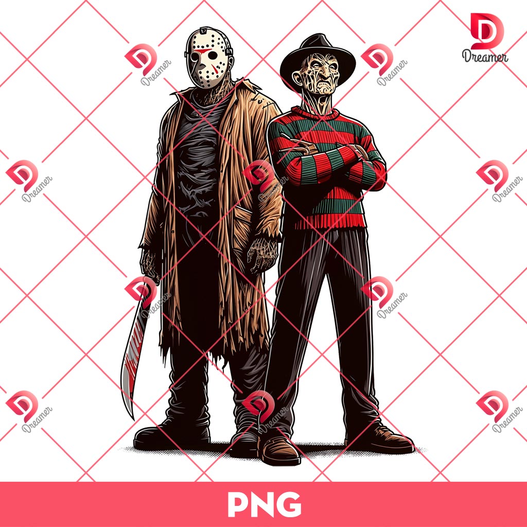 Jason Voorhees And Freddy Krueger PNG, Horror Friends Halloween PNG