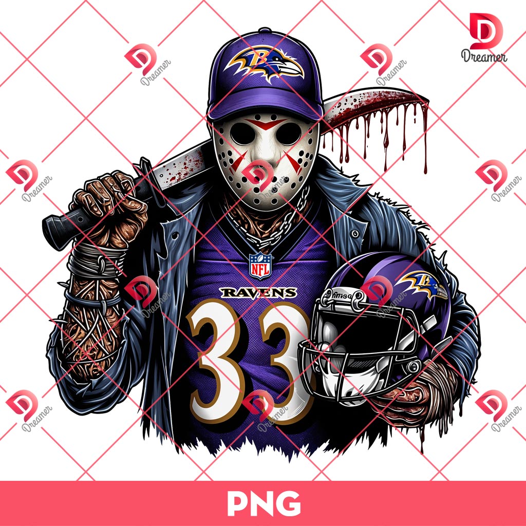 Jason Voorhees Baltimore Ravens PNG, Horror Character Jason NFL Football PNG
