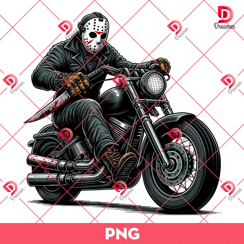 Jason Voorhees Ride A Motobike PNG, Horror Killer PNG, Scary Movie Halloween PNG