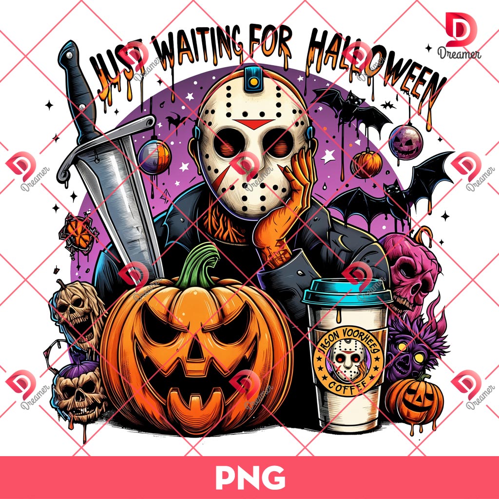 Just Waiting For Halloween Jason Voorhees PNG, Horror Killers Movie Halloween PNG