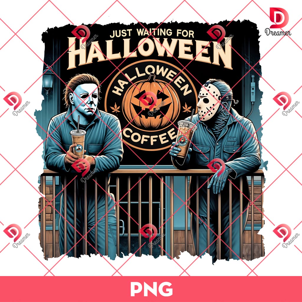 Just Waiting For Halloween PNG, Jason Voorhees And Michael Myers PNG
