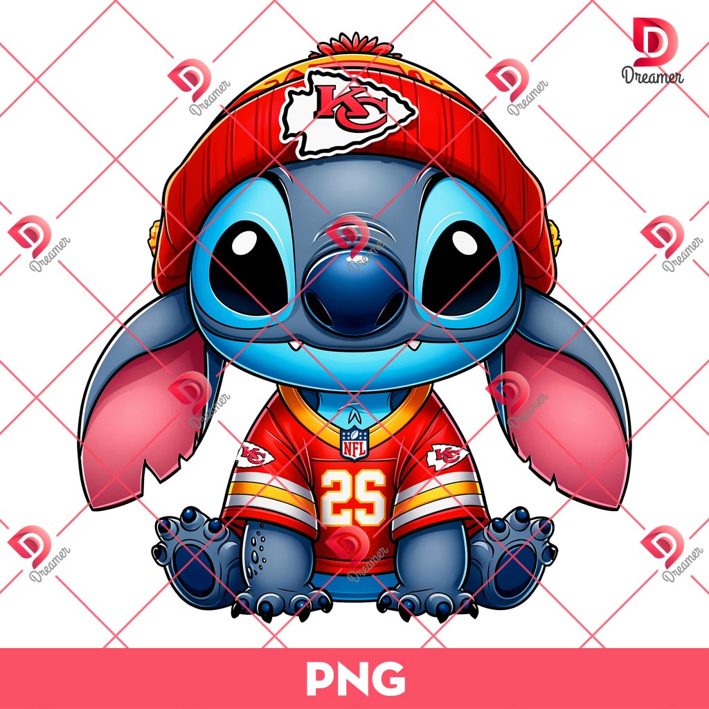 Kansas City Chiefs Stitch PNG, Lilo And Stitch NFL Football PNG, Stitch Sport Football Fan PNG
