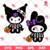 Kuromi And My Melody Halloween SVG PNG, Kuromi And My Melody Cosplay Skeleton Halloween PNG SVG