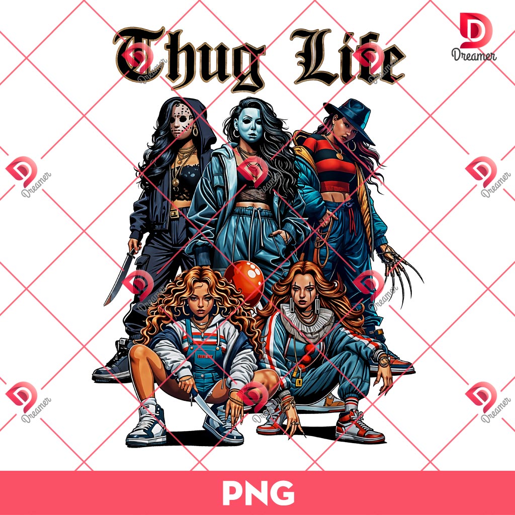Ladies Horror Thug Life PNG, Horror Killers Halloween PNG, Thug Life Ladies PNG