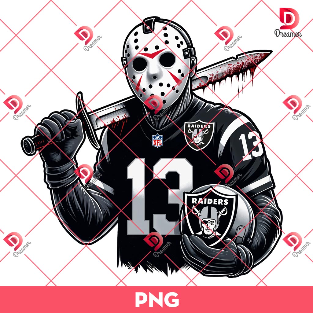 Las Vegas Raiders Jason Voorhees PNG, Horror Killer NFL Football PNG, Horror Character Halloween PNG