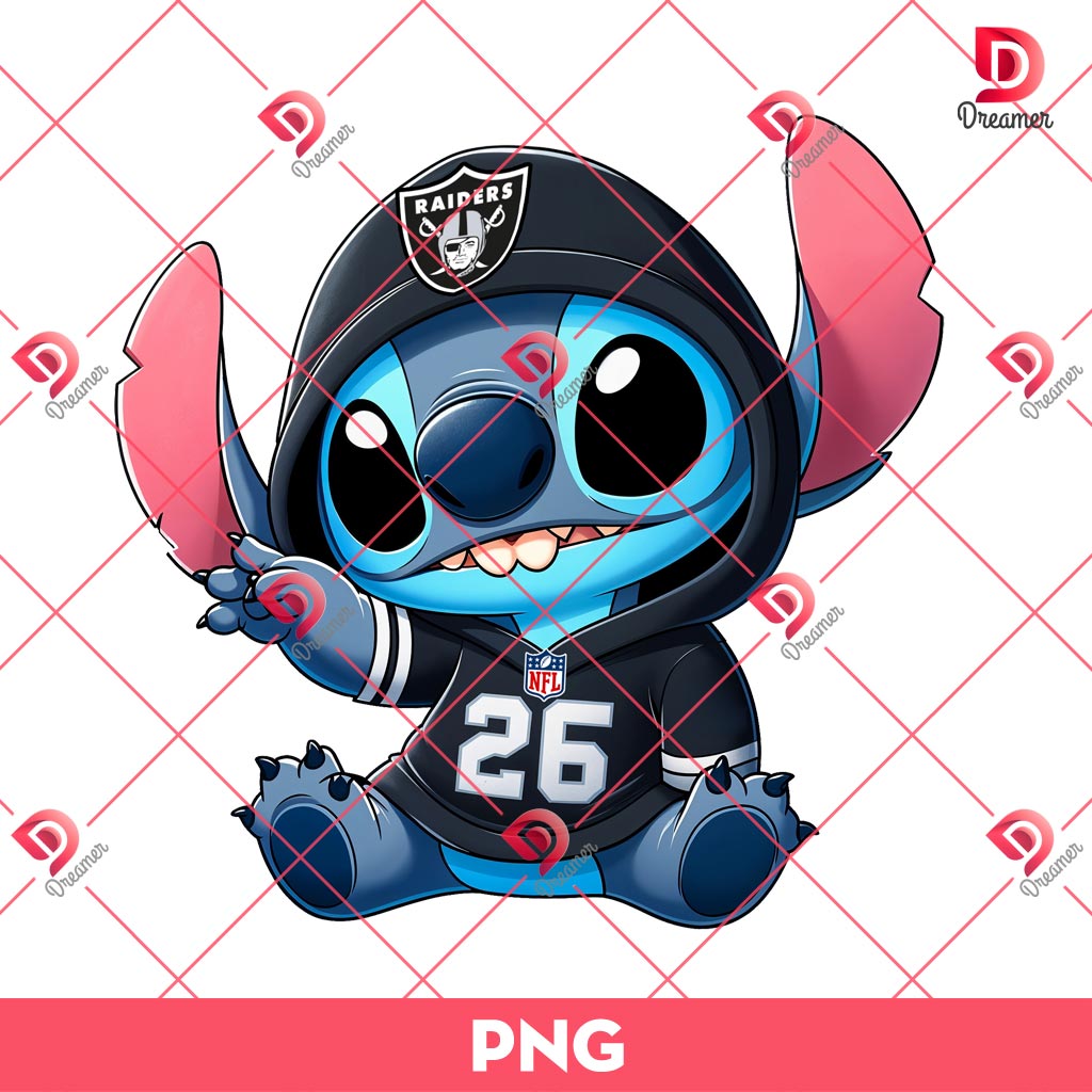 Las Vegas Raiders Stitch PNG, Lilo And Stitch NFL Football PNG, Stitch Sport Football Fan PNG