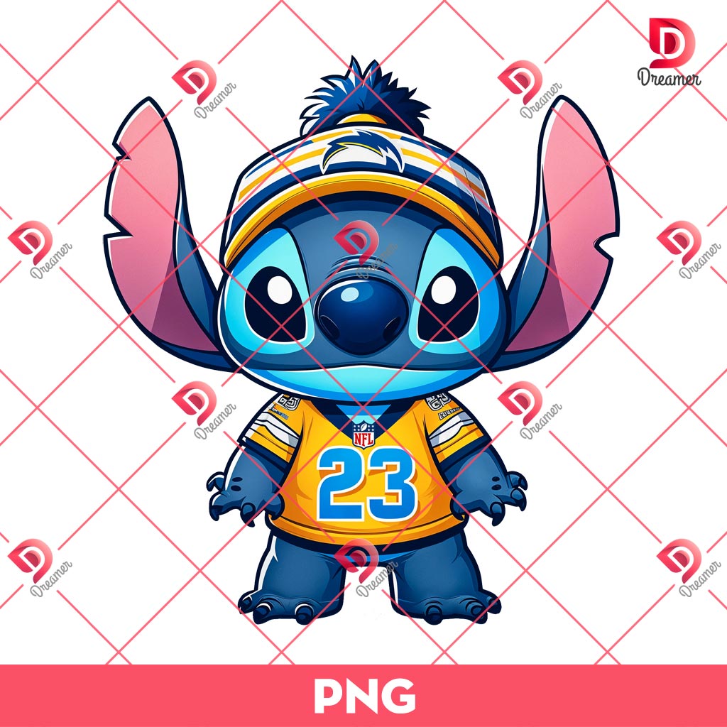 Los Angeles Chargers Stitch PNG, Lilo And Stitch NFL Football PNG, Stitch Sport Football Fan PNG