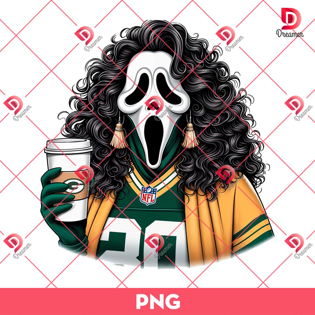 Mama Ghostface Green Bay Packers PNG, Mom Horror Ghostface NFL Football Sport PNG