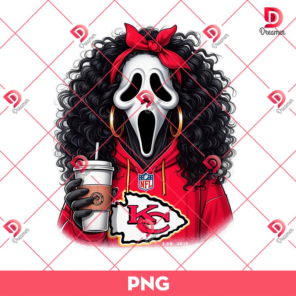 Mama Ghostface Kansas City Chiefs PNG, Mom Horror Ghostface NFL Football Sport PNG