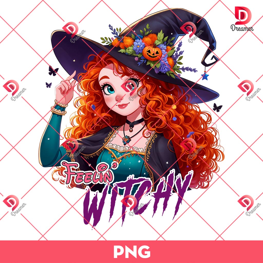Merida Princess Feeling Witchy PNG, Halloween Disney Princess PNG