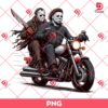 Michael Myers And Jason Voorhees Ride A Motorbike PNG, Horror Killers Halloween PNG, Horror Friends PNG