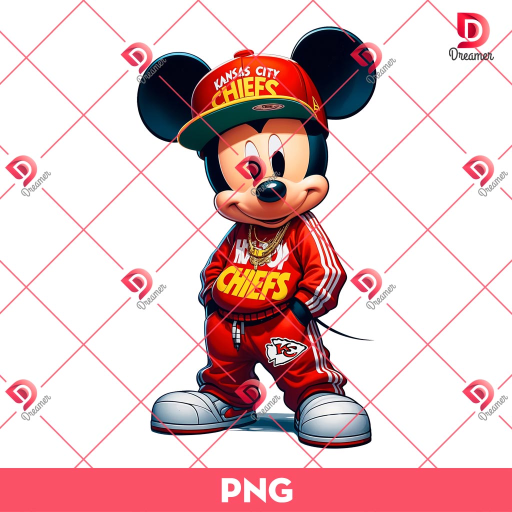 Mickey Chiefs Football PNG, Mickey Mouse Kansas City Chiefs PNG, Disney Mickey NFL Football PNG