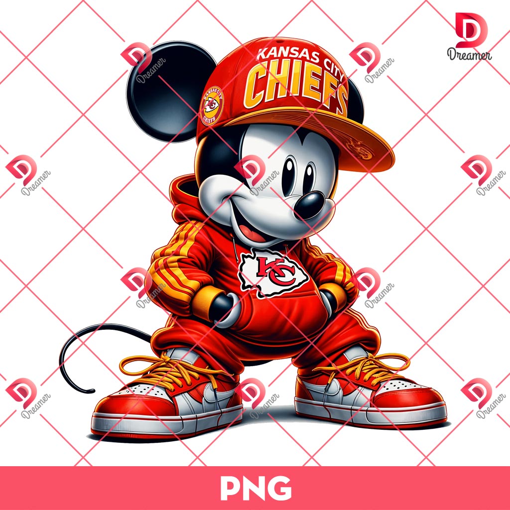 Mickey Mouse Wearing Kansas City Chiefs Outfits PNG, KC Chiefs Disney Mickey PNG
