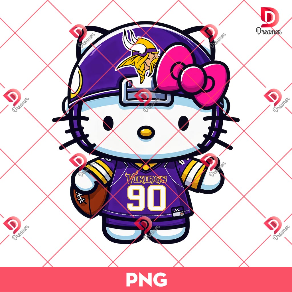Minnesota Vikings Hello Kitty PNG, Hello Kitty NFL Football PNG