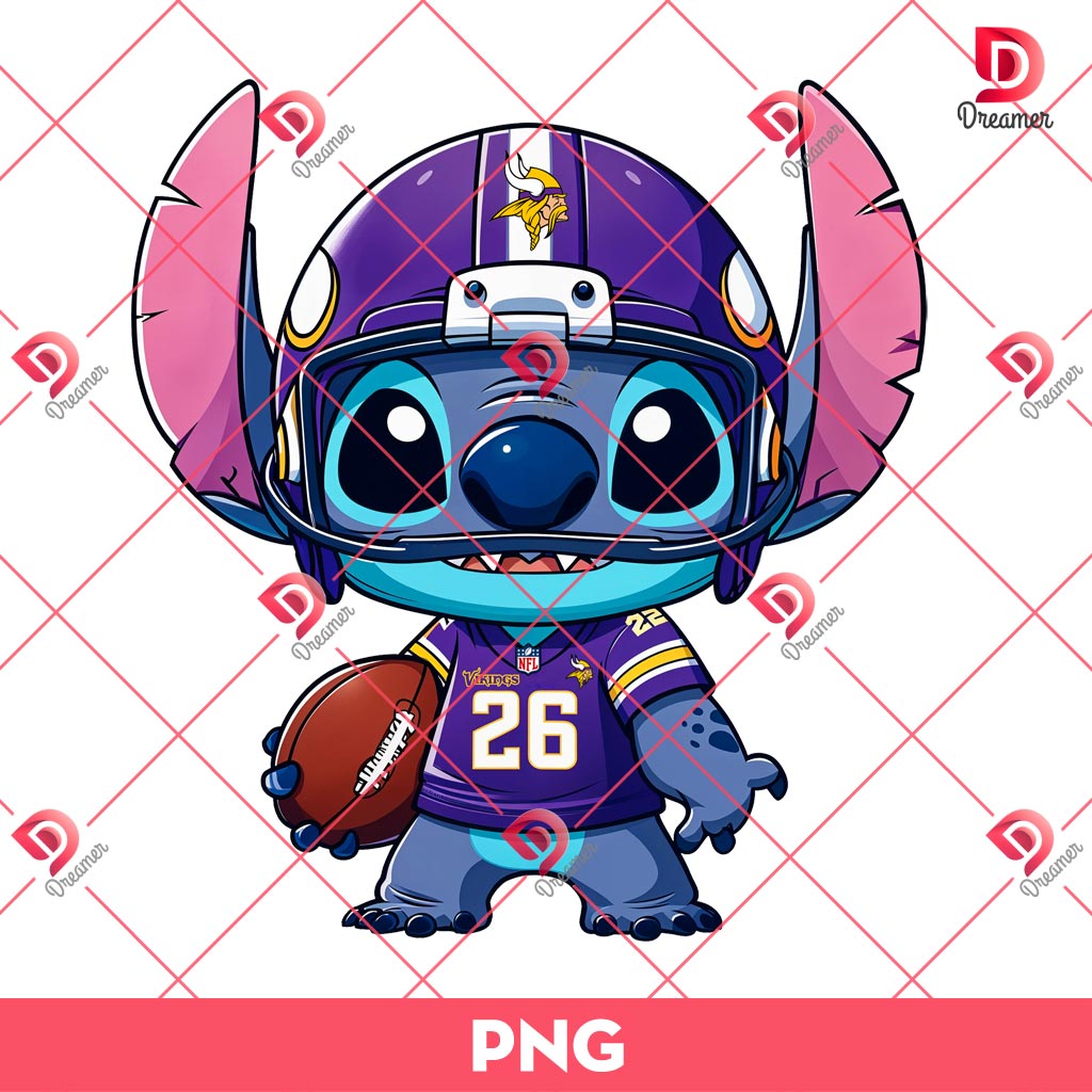 Minnesota Vikings Stitch PNG, Lilo And Stitch NFL Football PNG, Stitch Sport Football Fan PNG