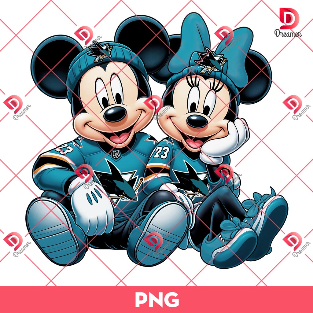 Minnie Mickey San Jose Sharks Ice Hockey PNG, Disney Mouse NHL Sport PNG