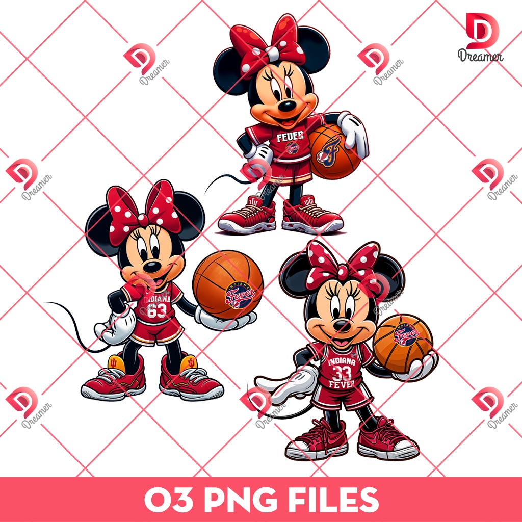Minnie Mouse Indiana Fever PNG, Minnie Mouse WNBA Basketball PNG