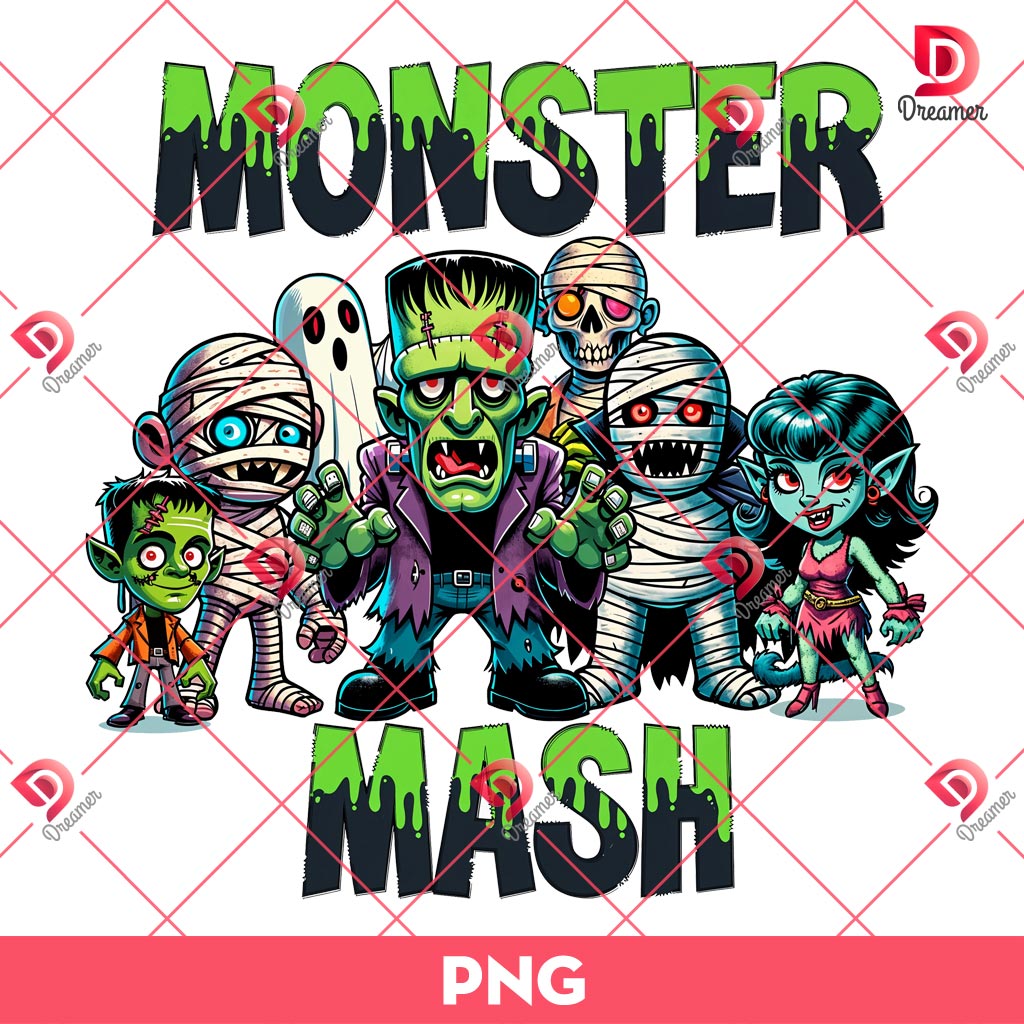 Monster Mash PNG, Horror Characters Halloween PNG