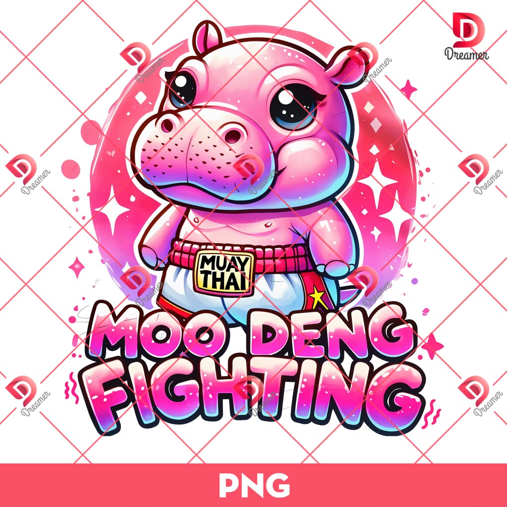 Moo Deng Fighting Muay Thai PNG, Moo Deng Baby Hippo PNG, Lover Hippo PNG