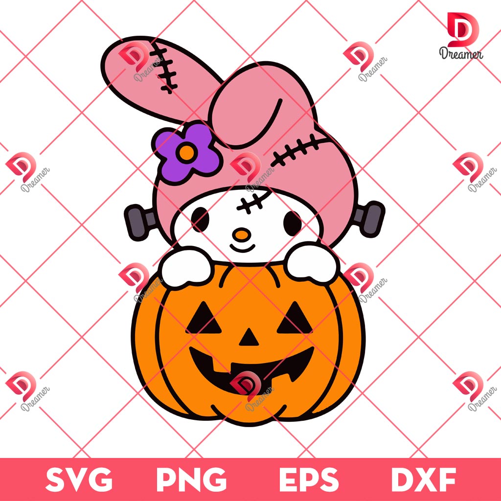 My Melody Pumpkin Halloween SVG PNG, Sanrio My Melody Halloween PNG SVG