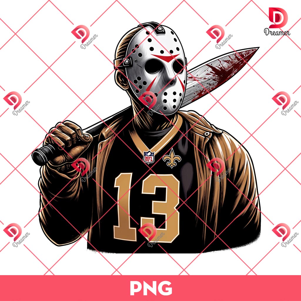 New Orleans Saints Jason Voorhees PNG, Horror Killer NFL Football PNG, Horror Character Halloween PNG