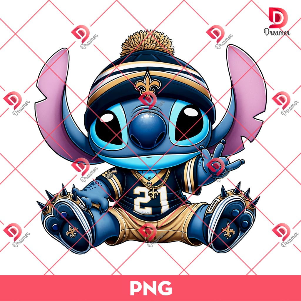 New Orleans Saints Stitch PNG, Lilo And Stitch NFL Football PNG, Stitch Sport Football Fan PNG