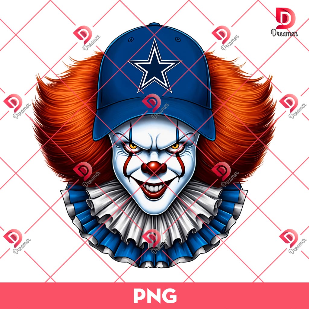 Pennywise Dallas Cowboys PNG, Horror Killers Football Halloween PNG