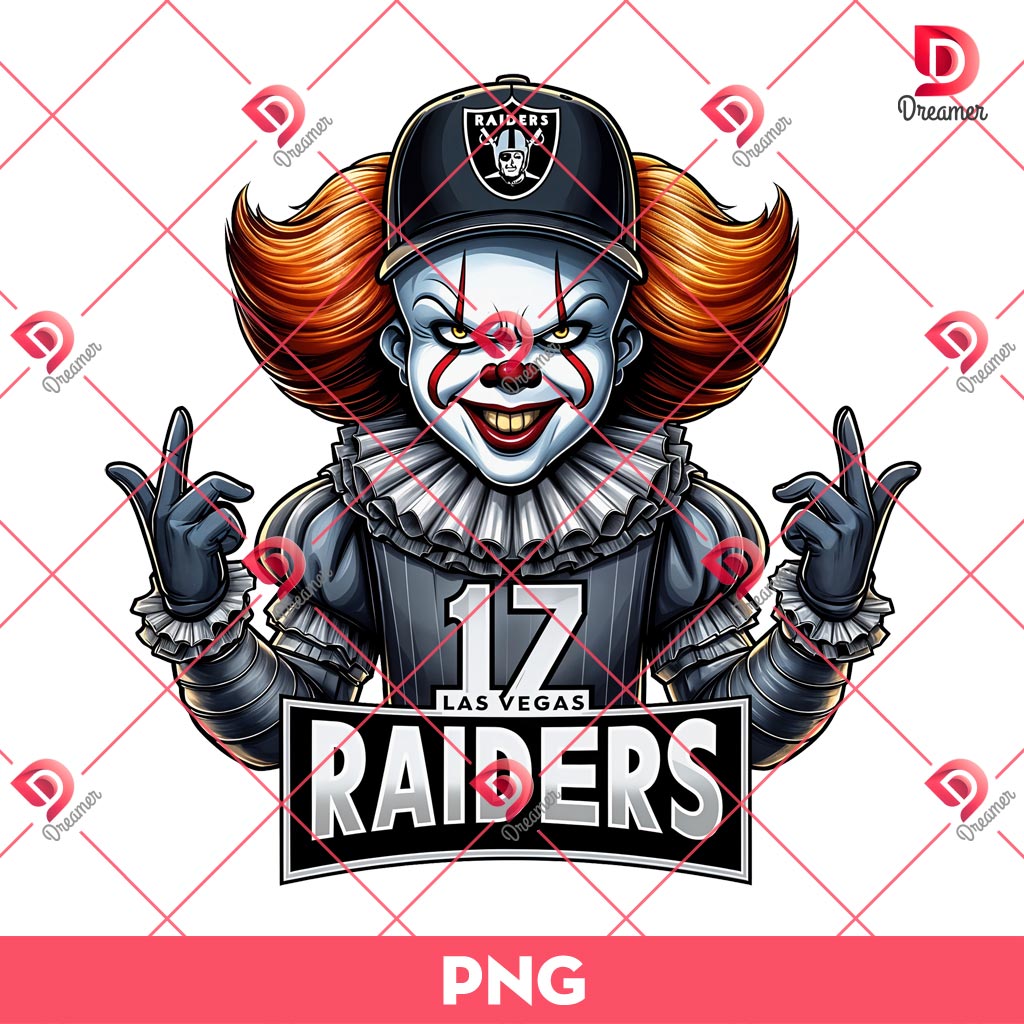 Pennywise Las Vegas Raiders PNG, Horror Killer NFL Football PNG, Horror Character Halloween Sport PNG