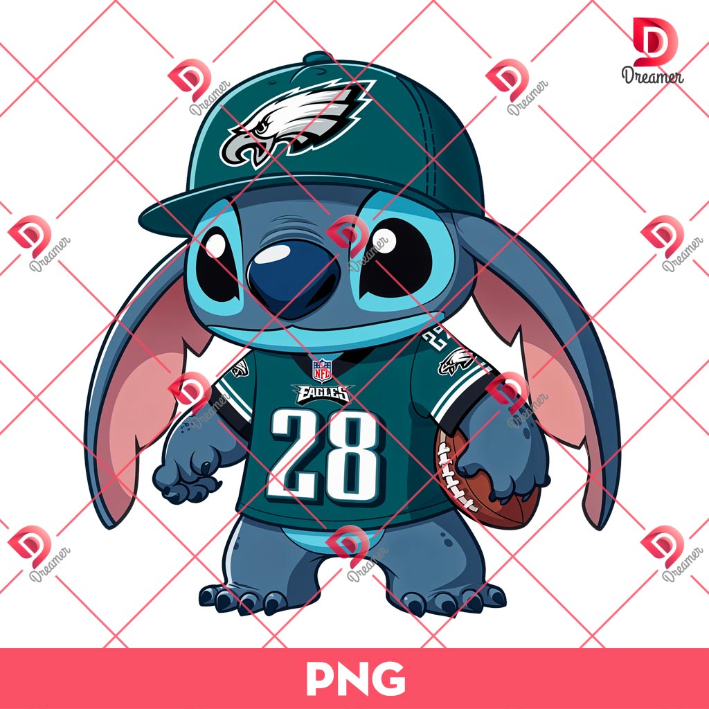 Philadelphia Eagles Stitch PNG, Lilo And Stitch NFL Football PNG, Stitch Sport Football Fan PNG