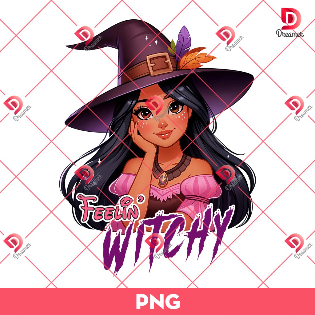 Pocahontas Princess Feeling Witchy PNG, Halloween Disney Princess PNG