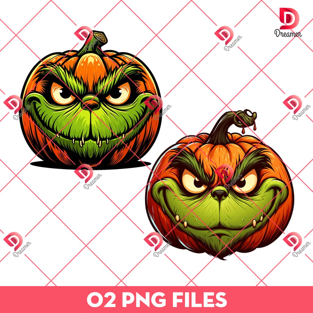 Pumpkin Grinch Face PNG, Grinch Pumpkin Halloween PNG