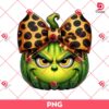 Pumpkin Grinch Head PNG, Grinch Pumpkin Glitter Leopard Coquette Bow PNG