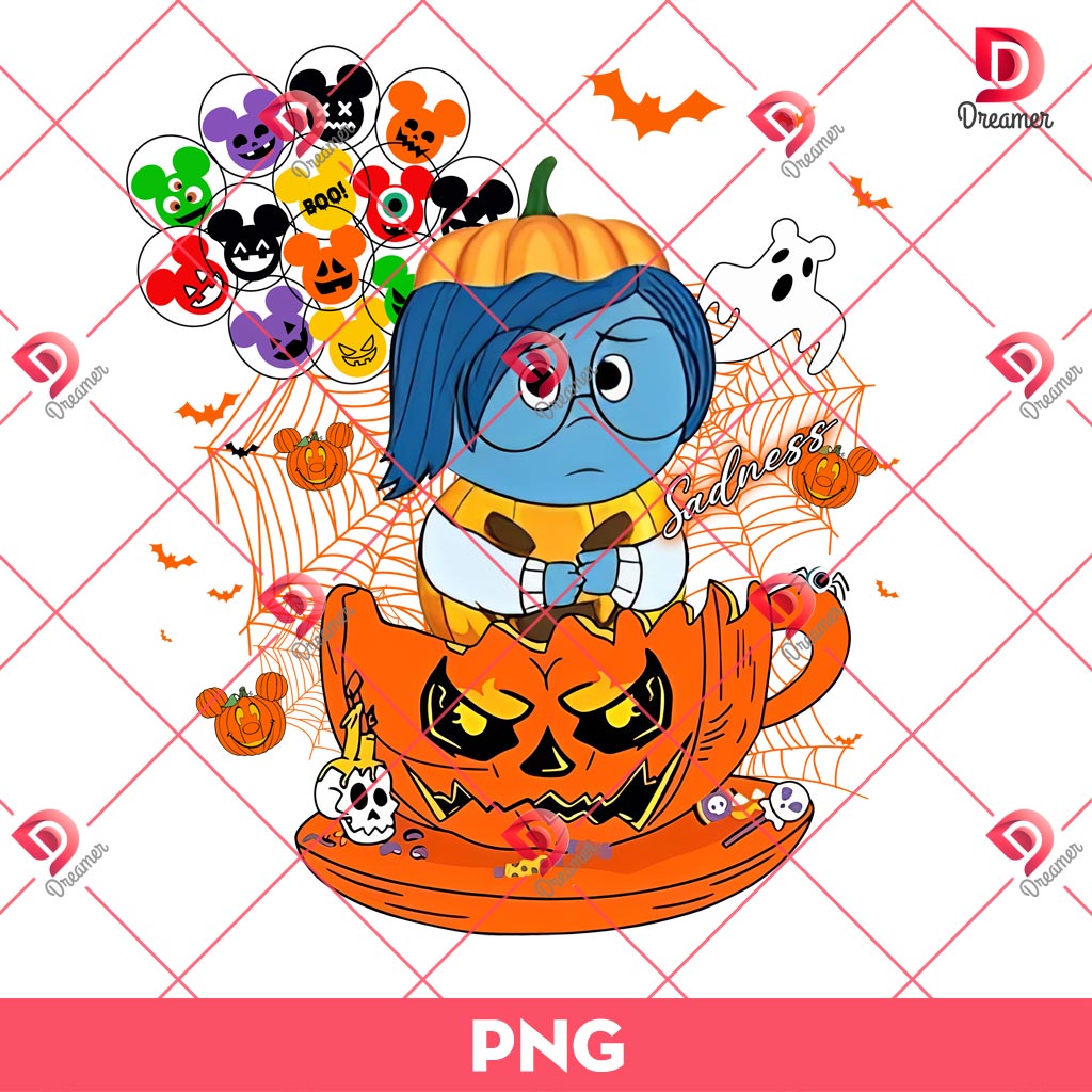 Sadness Halloween PNG, Inside Out 2 Characters Halloween PNG