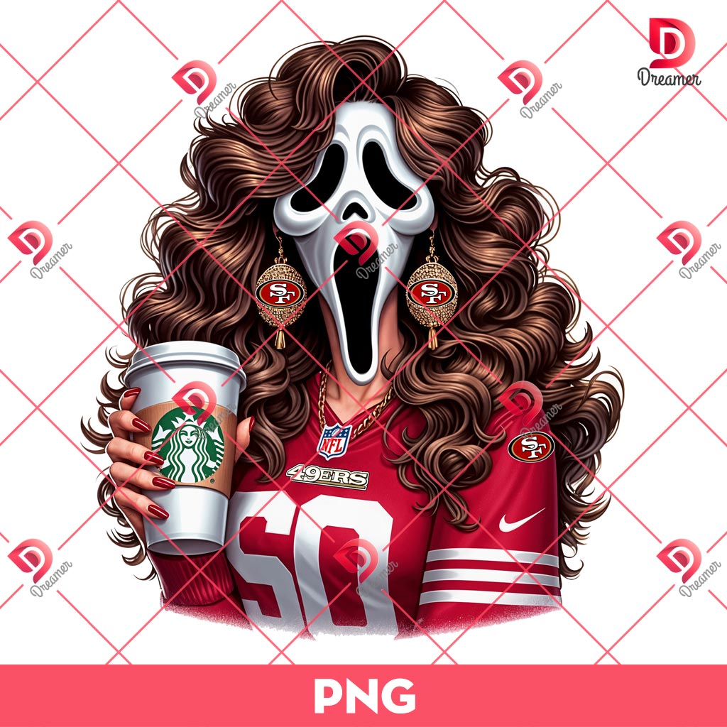 San Francisco 49ers Mama Ghostface PNG, Mom Horror Ghostface NFL Football Sport PNG