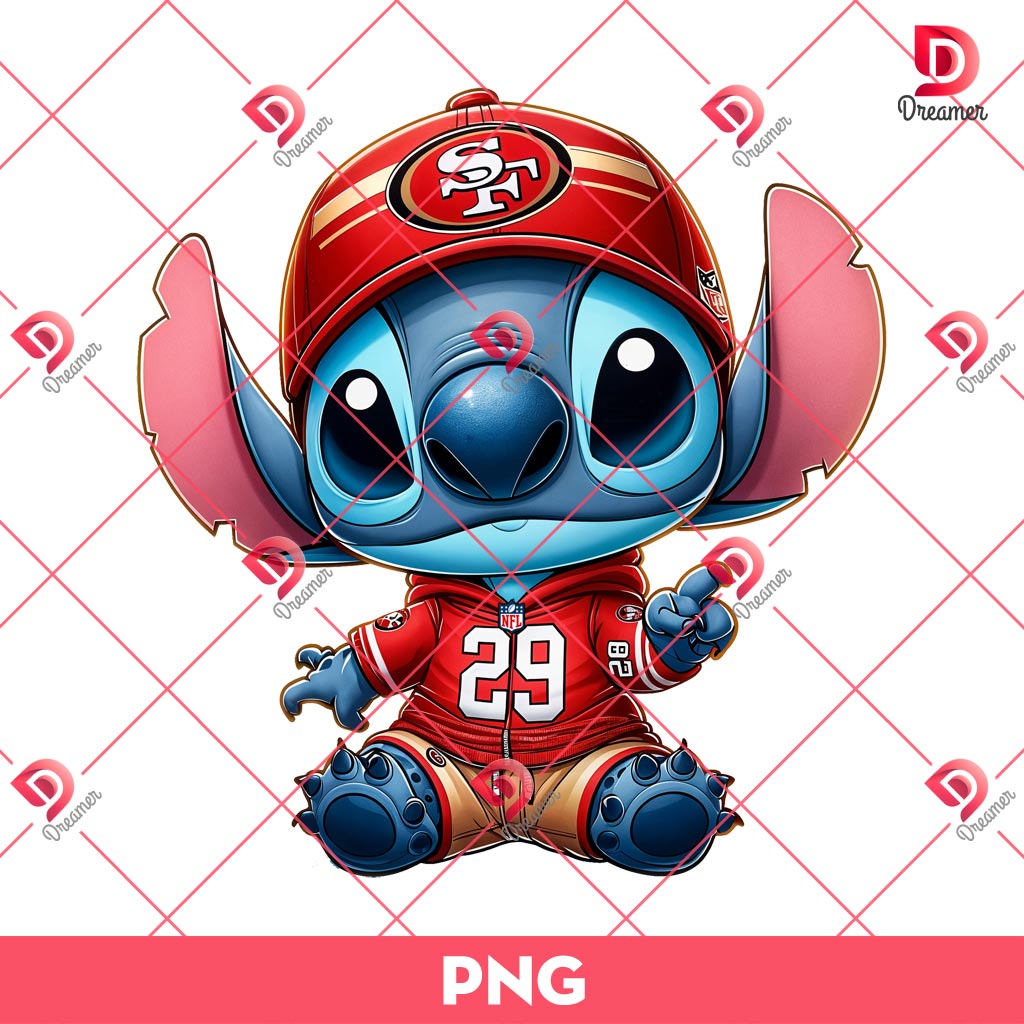San Francisco 49ers Stitch PNG, Lilo And Stitch NFL Football PNG, Stitch Sport Football Fan PNG