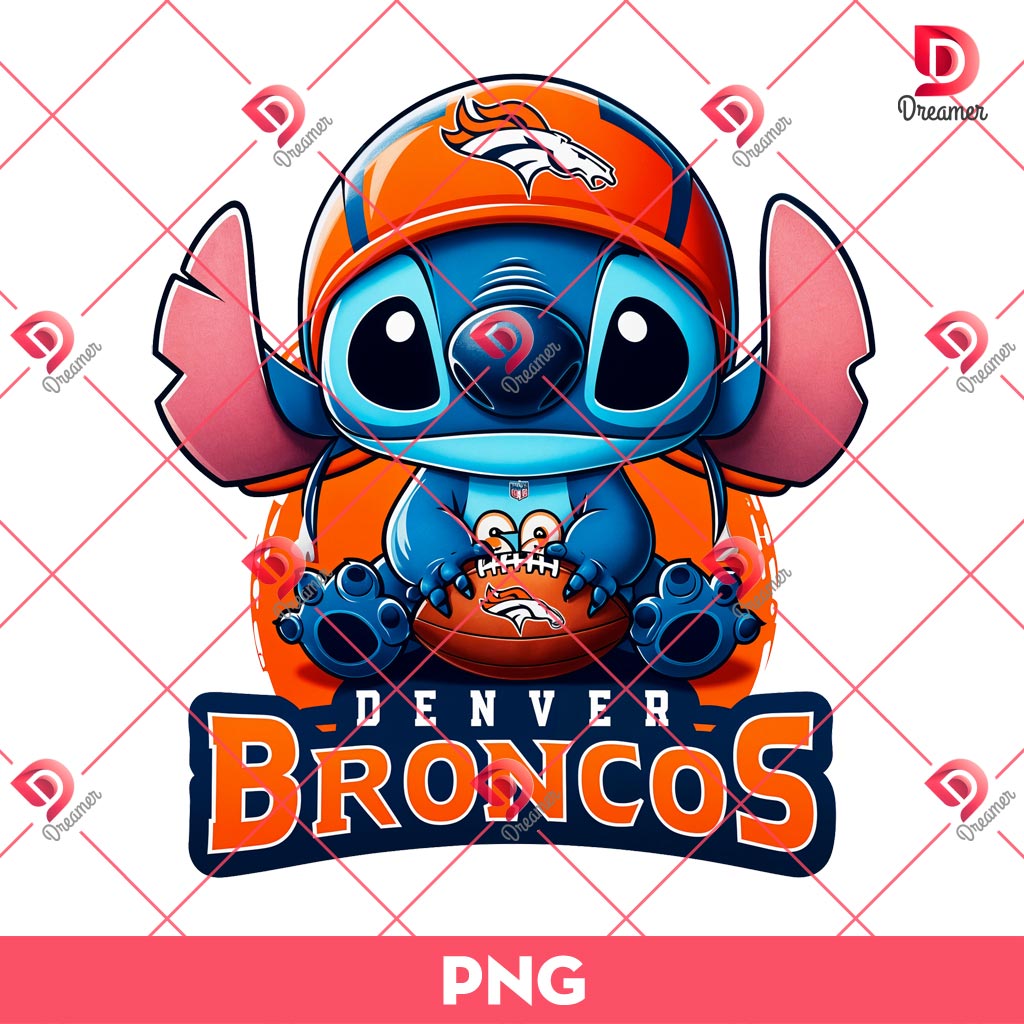 Stitch Denver Broncos PNG, Stitch NFL Football PNG