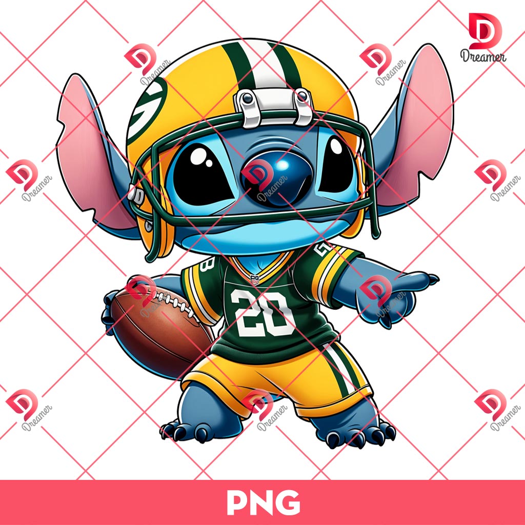 Stitch Green Bay Packers Football PNG, Stitch NFL Sport PNG