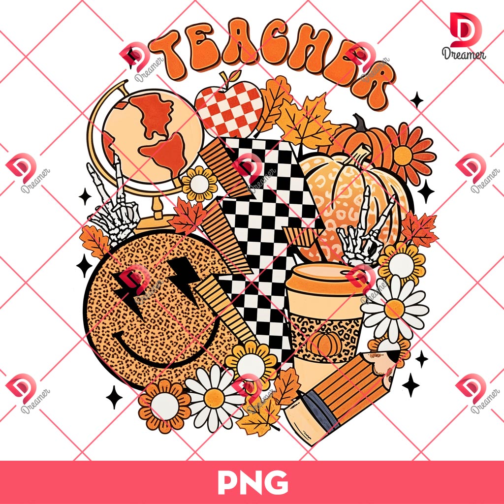 Teacher Fall Vibes PNG, Fall Teacher PNG