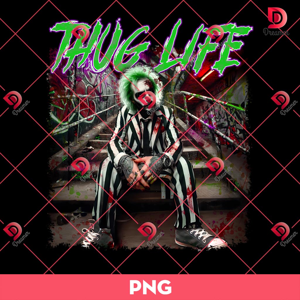 Thug Life Horror Beetlejuice PNG, Horror Character Halloween PNG