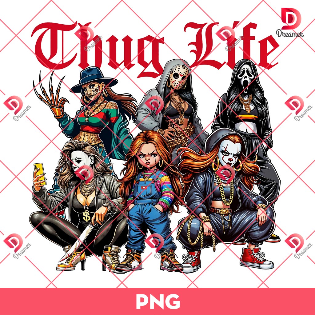Thug Life Horror For The Ladies PNG, Horror Thug Life Girls PNG, Thug Life Halloween Horror PNG