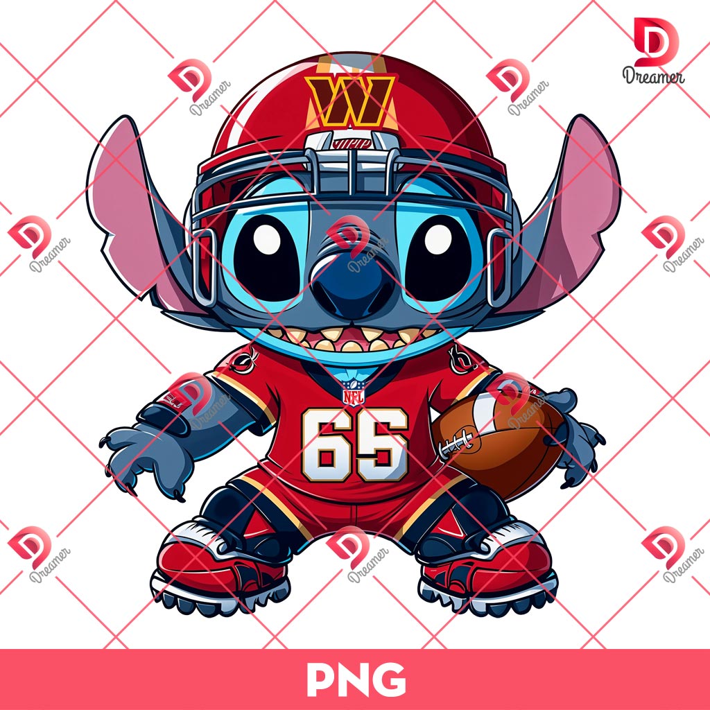 Washington Commanders Stitch PNG, Stitch NFL Football PNG