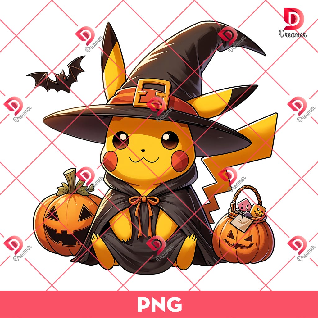 Witch Pikachu PNG, Pokemon Pikachu Horror Halloween PNG