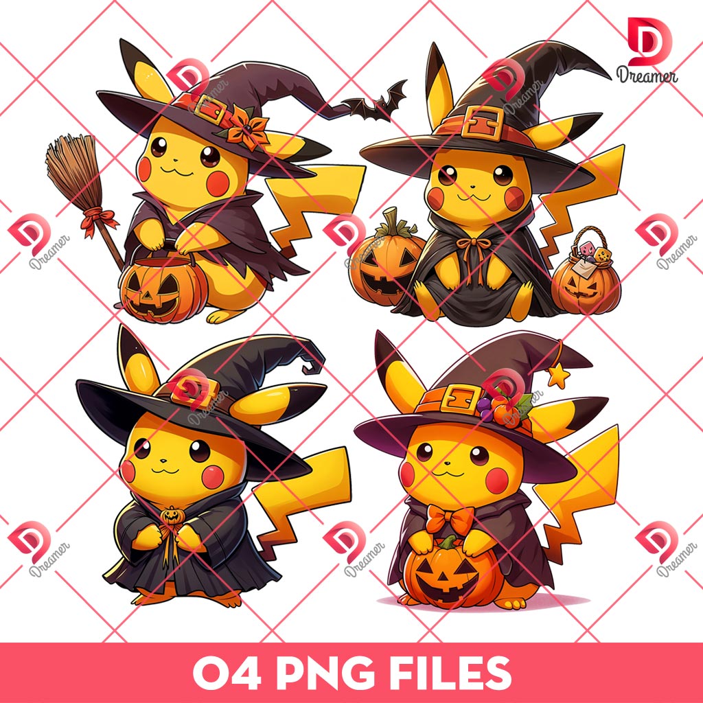 Witch Pikachu PNG, Pokemon Pikachu Horror Halloween PNG