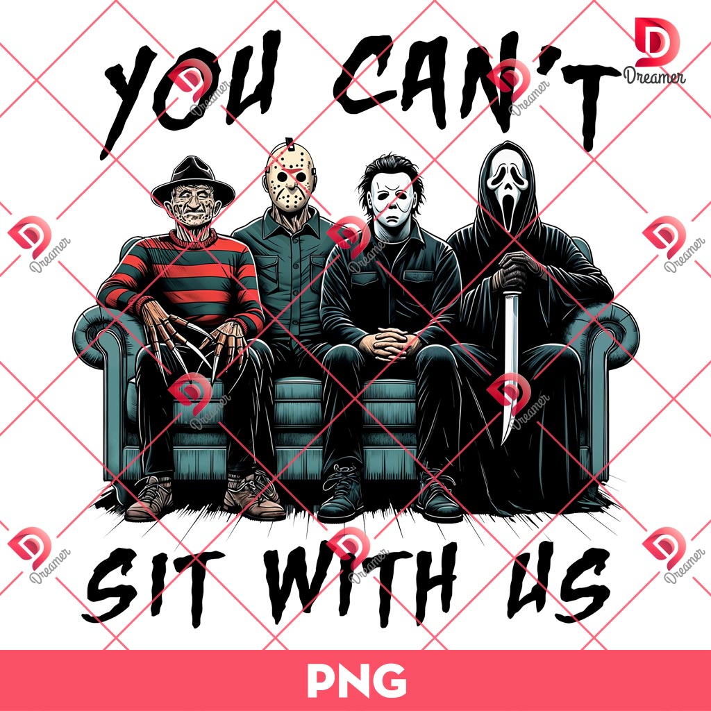 You Can't Sit Witch Us PNG, Horror Friends PNG, Horror Killers Movie Halloween PNG