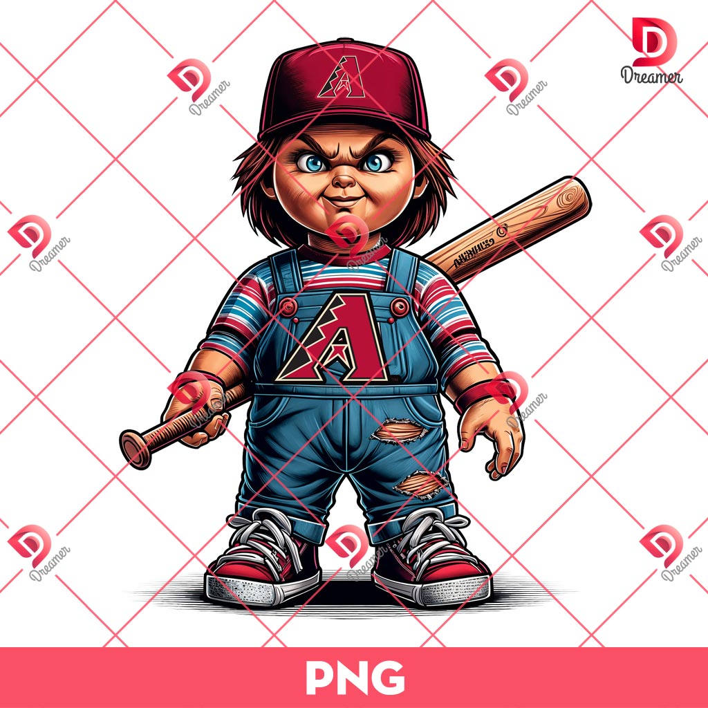 Arizona Diamondbacks Chucky Doll PNG, Horror Characters Baseball PNG