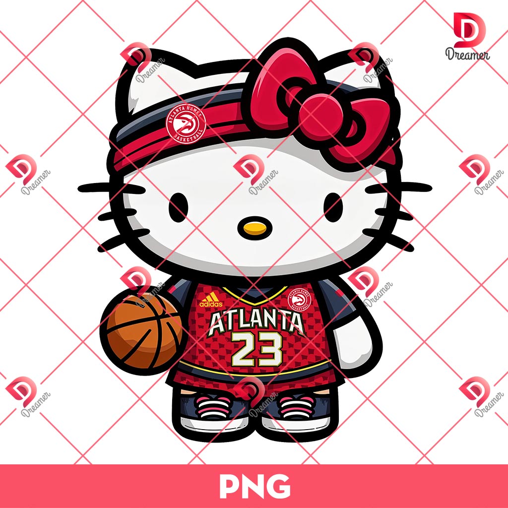 Atlanta Hawks Hello Kitty PNG, Hello Kitty Basketball Player PNG