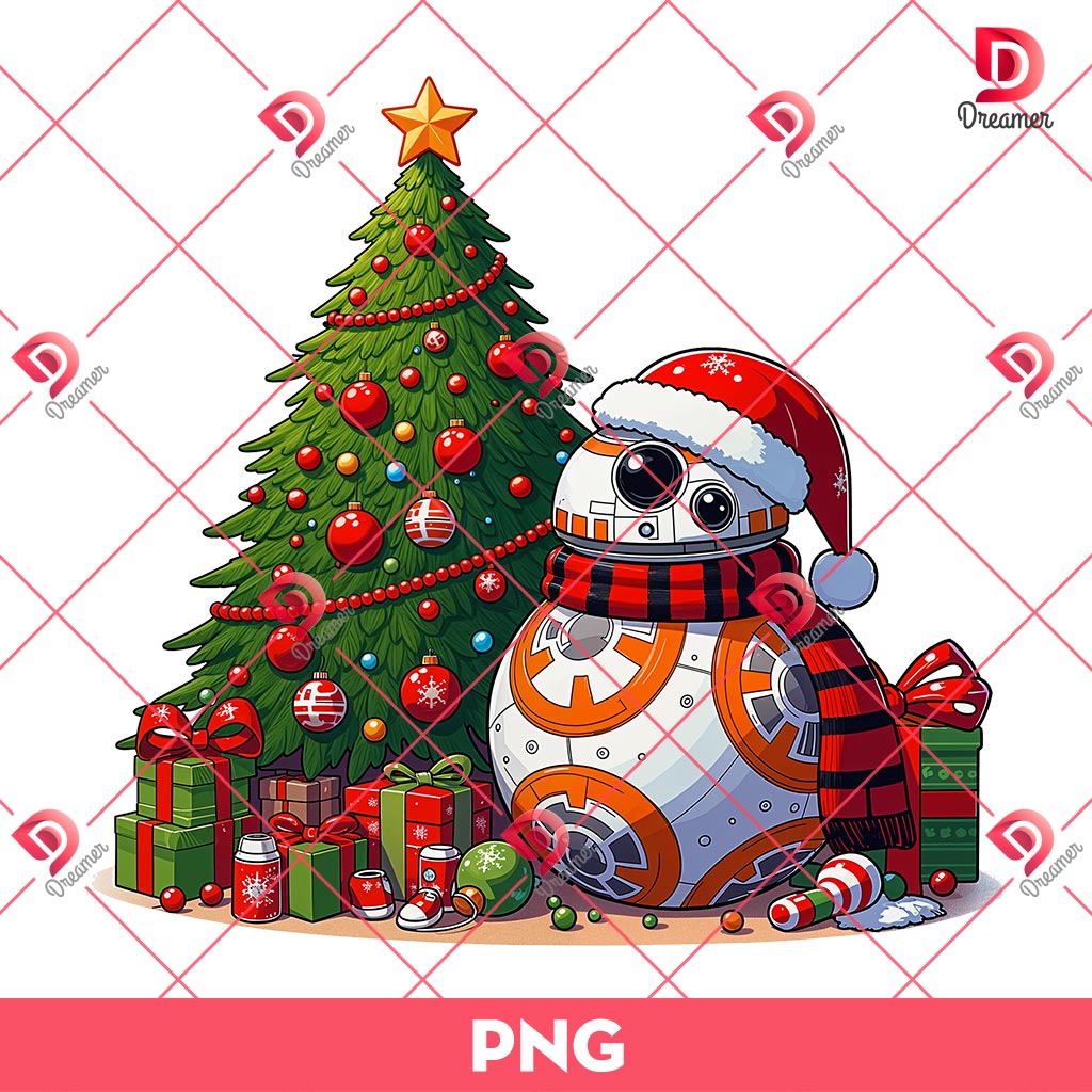 BB-8 Christmas PNG, Merry Christmas Star Wars Movie PNG