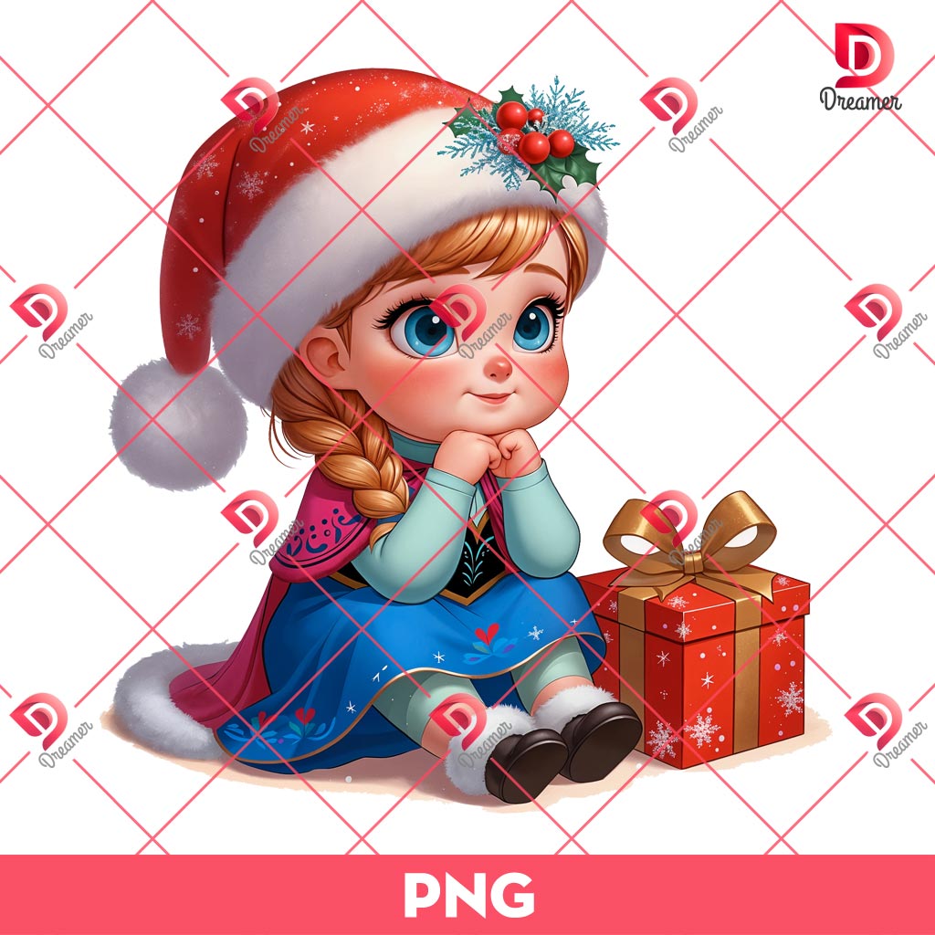 Baby Anna Merry Christmas PNG, Disney Princess Christmas PNG