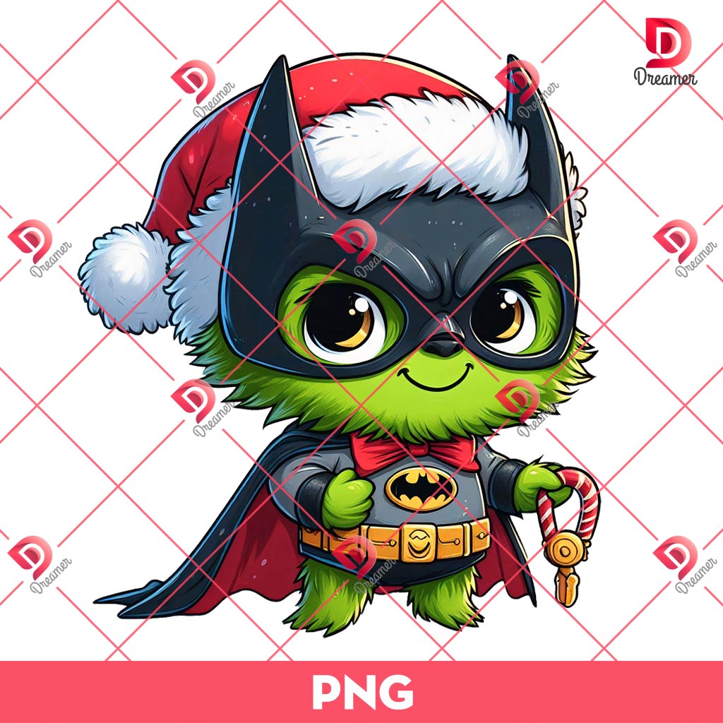Baby Grinch Batman PNG, Merry Christmas Superhero PNG, Cute Grinchmas PNG
